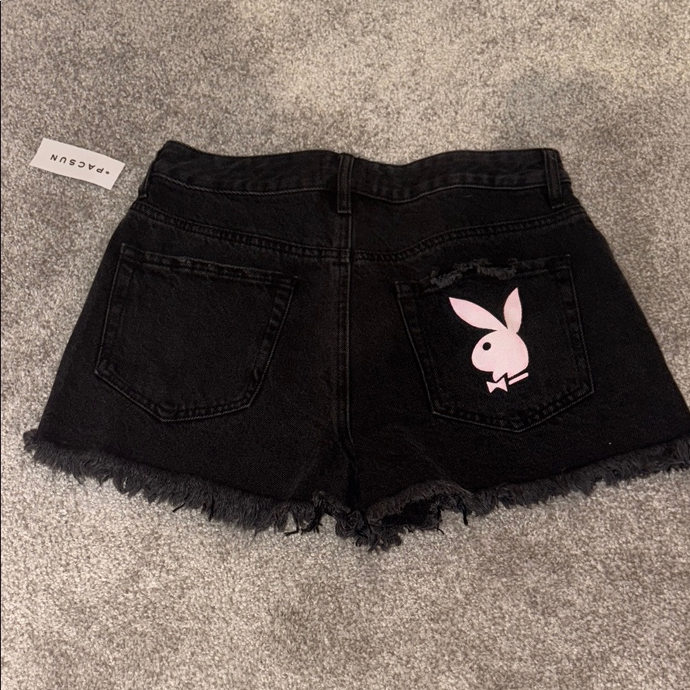 PacSun Black Jean Shorts with Frayed Hem